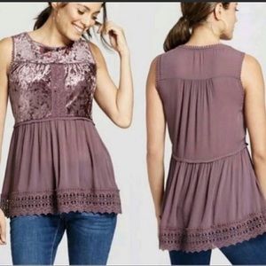 Knox Rose purple velvet boho tunic tank